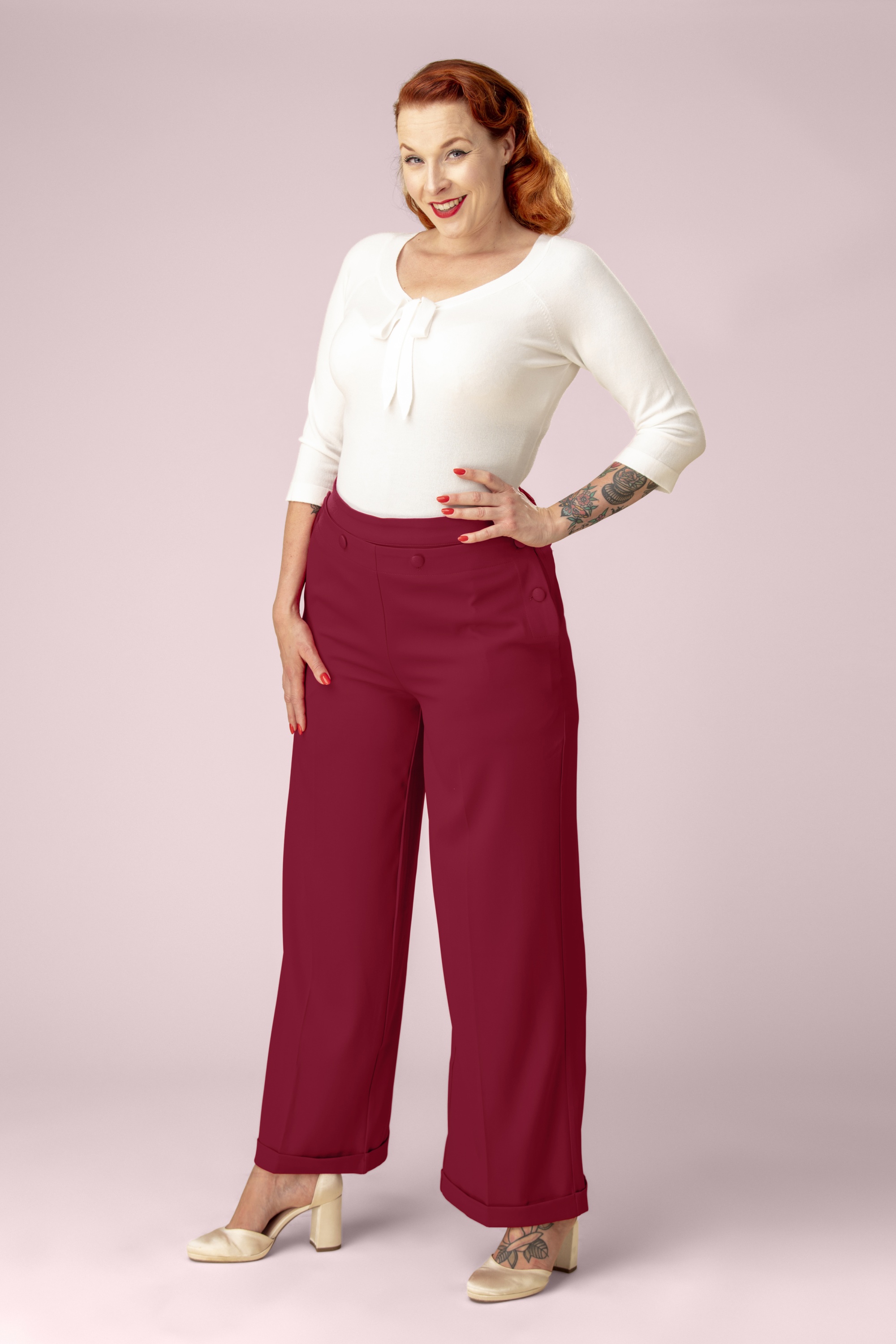 Topvintage Boutique Collection - Exklusiv bei Topvintage ~ Marina Hose in Rot