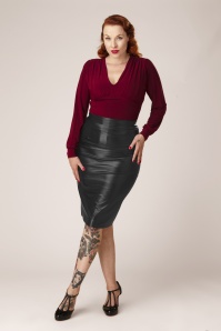 Vintage Chic for Topvintage - Topvintage exclusive ~ Lena Leather Look Pencil Skirt in Black