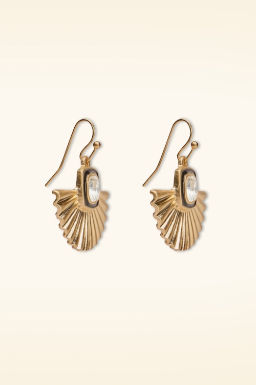 Lovely - Glamorous Fan Earrings in Gold 2