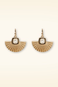 Lovely - Glamorous Fan Earrings in Gold