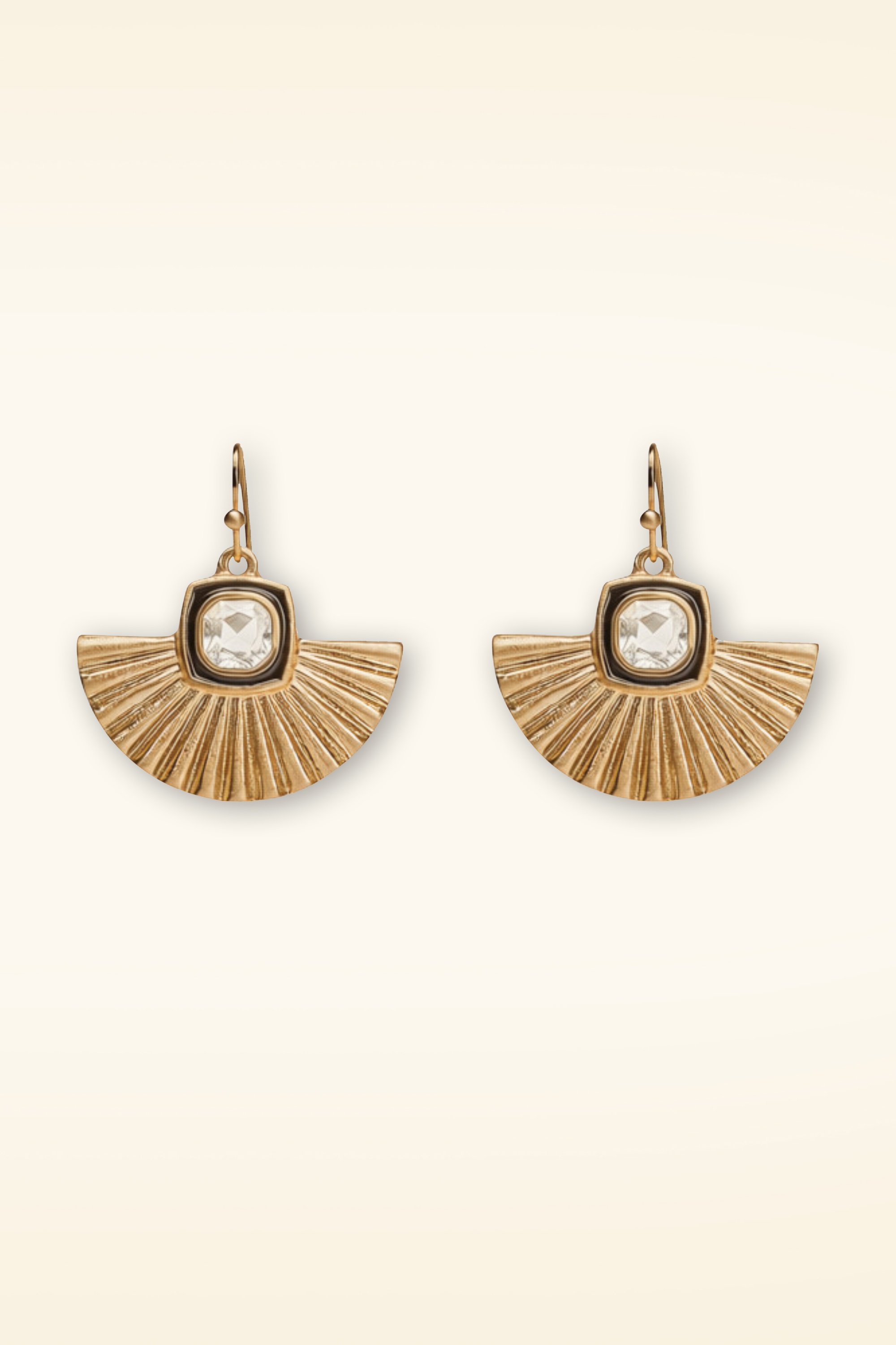 Lovely - Glamorous Fan Earrings in Gold