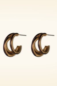 Day&Eve by Go Dutch Label - Triple Take Open Hoop Earrings in Gold and Brown 2