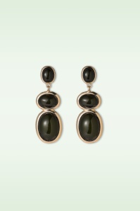 Day&Eve by Go Dutch Label - Pebble Drop Earrings in Gold and Dark Green 2