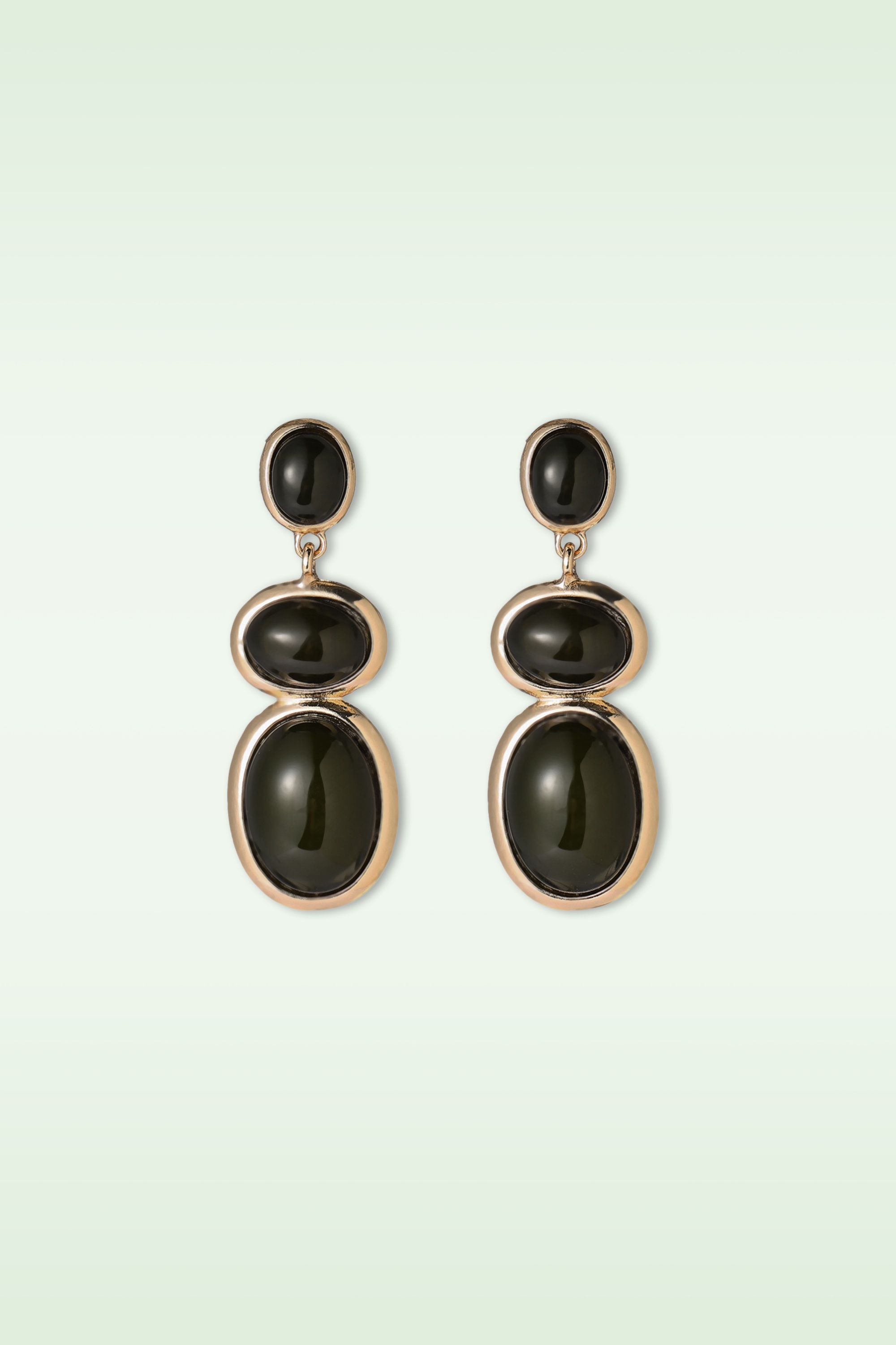Day&Eve by Go Dutch Label - Pebble Drop Earrings in Gold and Dark Green 2