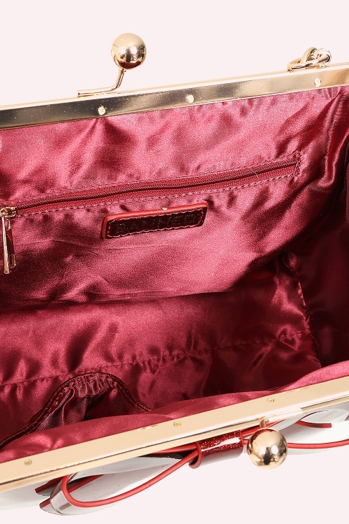 Banned Retro - American Vintage Sparkle Handbag in Dark Red 5