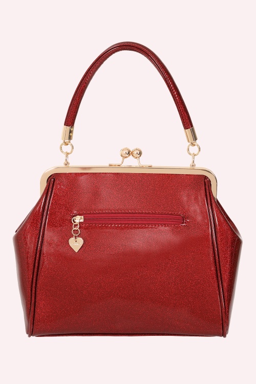 Banned Retro - American Vintage Sparkle Handbag in Dark Red 6