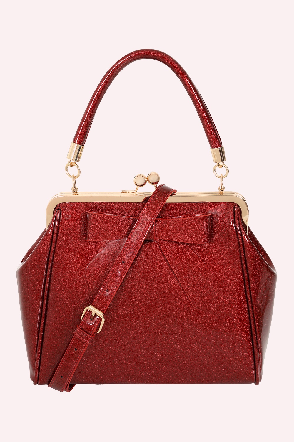 Banned Retro - American Vintage Sparkle Handbag in Dark Red 4