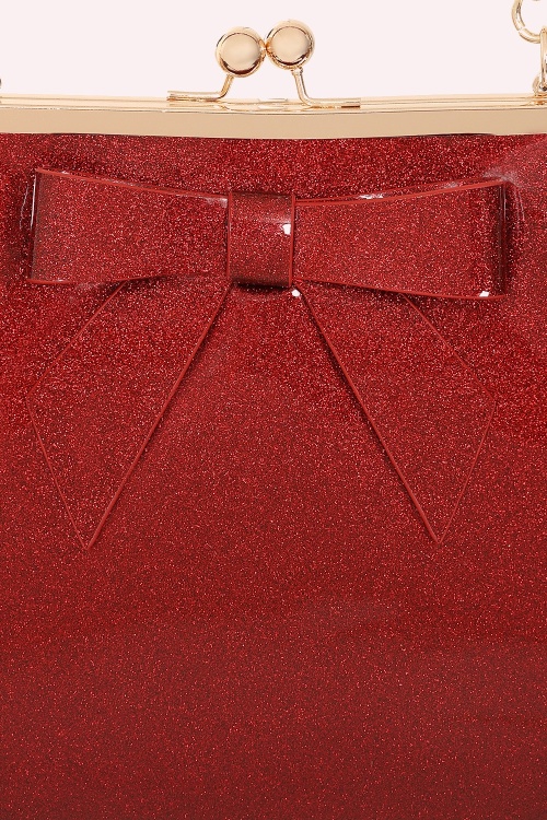 Banned Retro - American Vintage Sparkle Handbag in Dark Red 2