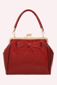 Banned Retro - American Vintage Sparkle Handbag in Dark Red