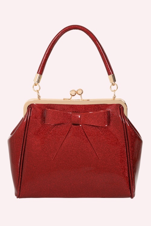 Banned Retro - American Vintage Sparkle Handbag in Dark Red