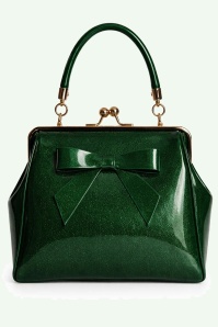 Banned Retro - American Vintage Sparkle Handbag in Dark Green