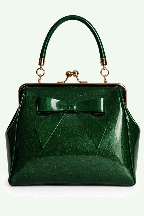 Banned Retro - American Vintage Sparkle Handbag in Dark Green
