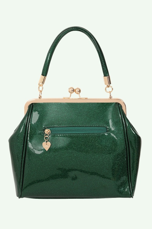 Banned Retro - American Vintage Sparkle Handbag in Dark Green 7