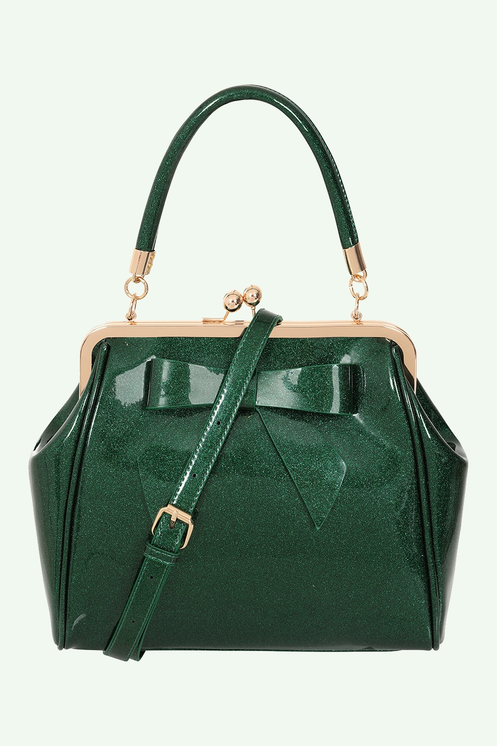 Banned Retro - American Vintage Sparkle Handbag in Dark Green 6