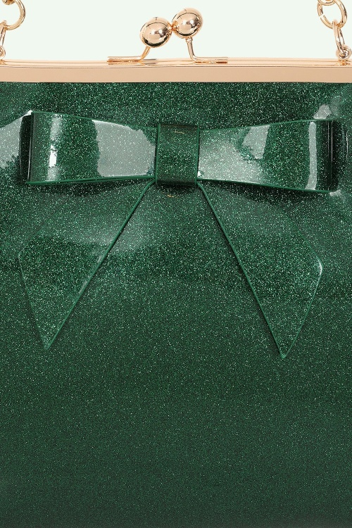 Banned Retro - American Vintage Sparkle Handbag in Dark Green 2
