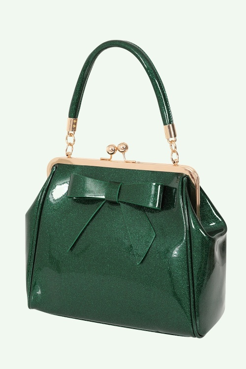 Banned Retro - American Vintage Sparkle Handbag in Dark Green 3