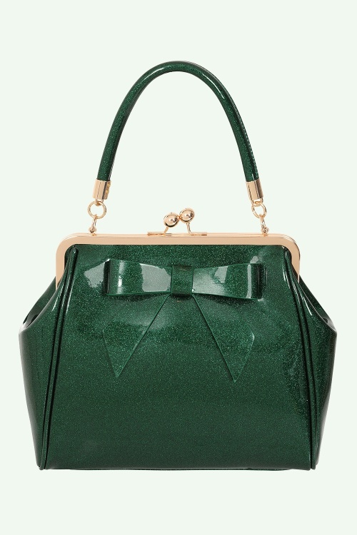 Banned Retro - American Vintage Sparkle Handbag in Dark Green 4
