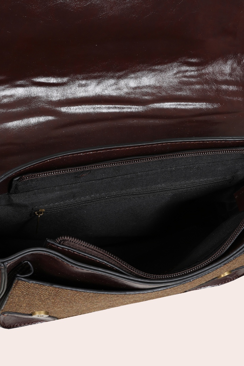 Banned Retro - Herringbone Heirloom Satchel Bag in Brown 4