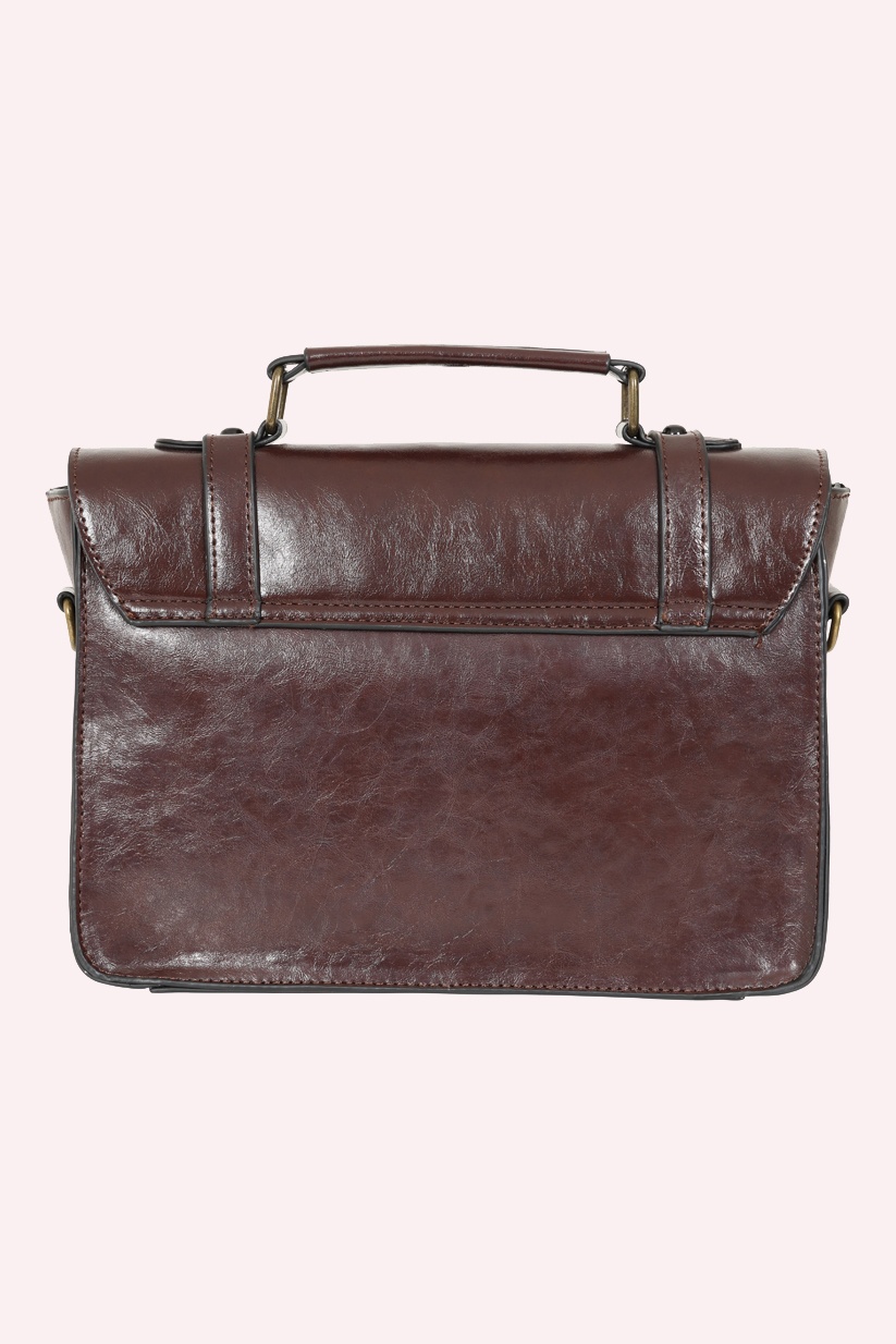 Banned Retro - Herringbone Heirloom Satchel Bag in Brown 5