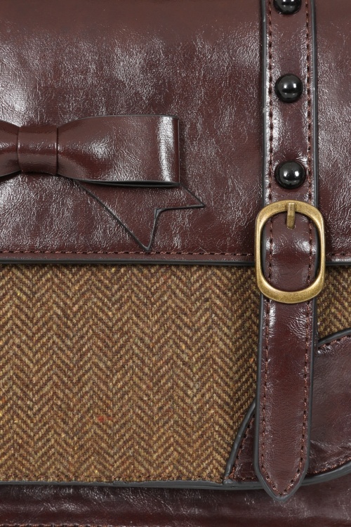 Banned Retro - Herringbone Heirloom Satchel Bag in Brown 2