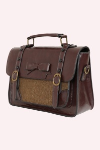 Banned Retro - Herringbone Heirloom Satchel Bag in Brown 3