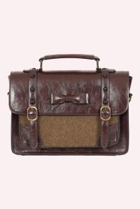 Banned Retro - Herringbone Heirloom Satchel Bag in Brown