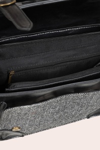 Banned Retro - Herringbone Heirloom Satchel Bag in Black 4