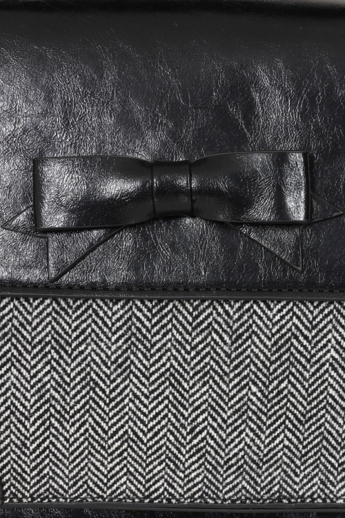 Banned Retro - Herringbone Heirloom Satchel Bag in Black 2