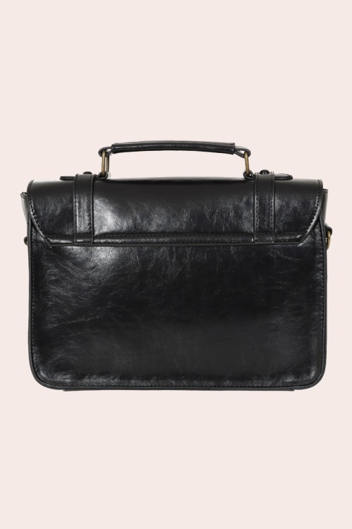 Banned Retro - Herringbone Heirloom Satchel Bag in Black 6