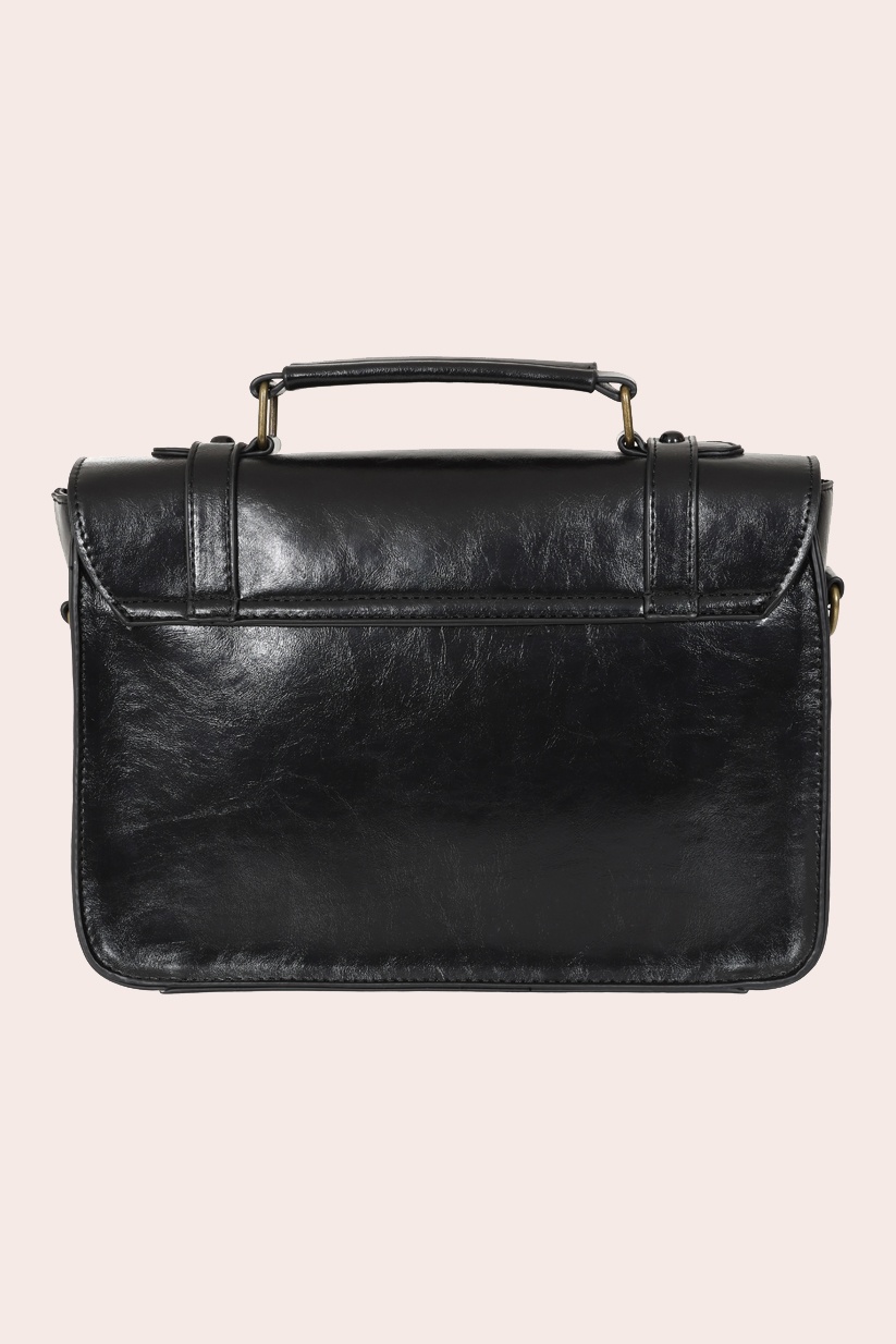 Banned Retro - Herringbone Heirloom Satchel Bag in Black 6