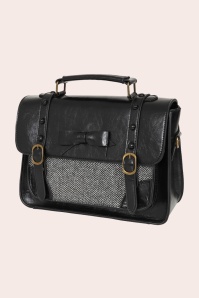 Banned Retro - Herringbone Heirloom Satchel Bag in Black 3
