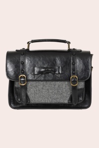Banned Retro - Herringbone Heirloom Satchel Bag in Black