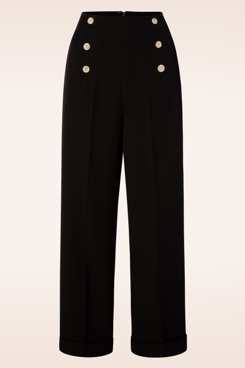 Banned Retro - 40s Adventures Ahead Button Trousers in Black 2