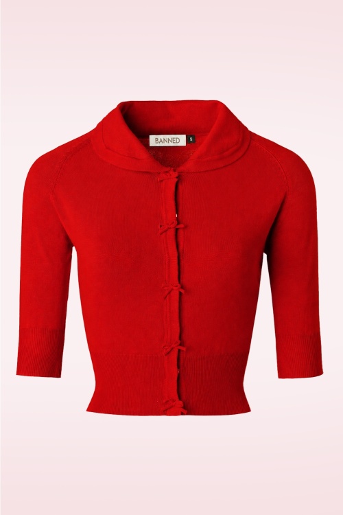 Banned Retro - 40s April Bow Cardigan in Red