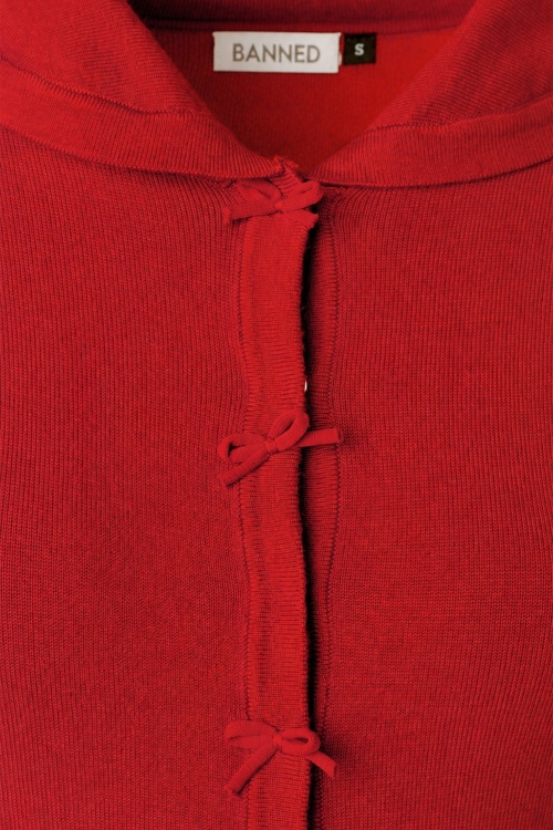 Banned Retro - 40s April Bow Cardigan in Red 3