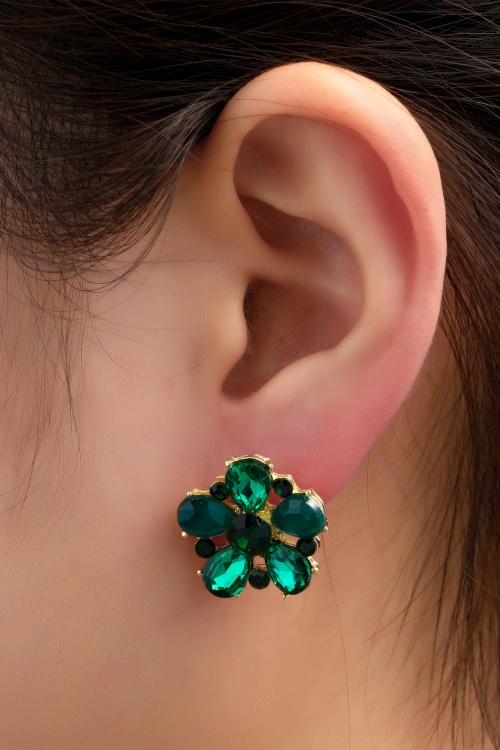 Day&Eve by Go Dutch Label - Botanical Spark Stud Earrings in Green
