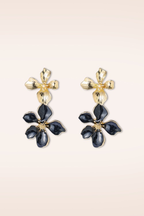 Day&Eve by Go Dutch Label - The Night Garden Earrings in Black and Gold 2