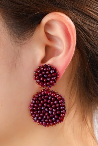 Day&Eve by Go Dutch Label - Sparkle Scoop Earrings in Burgundy
