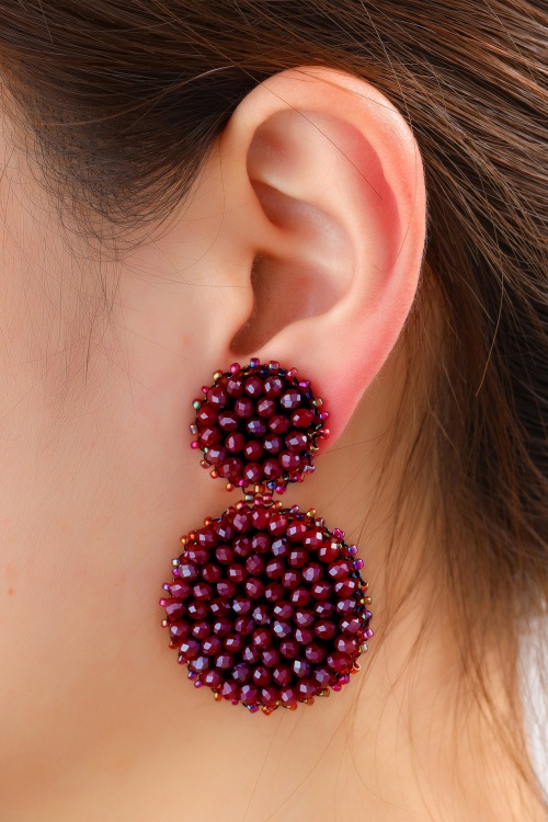 Day&Eve by Go Dutch Label - Sparkle Scoop Earrings in Burgundy