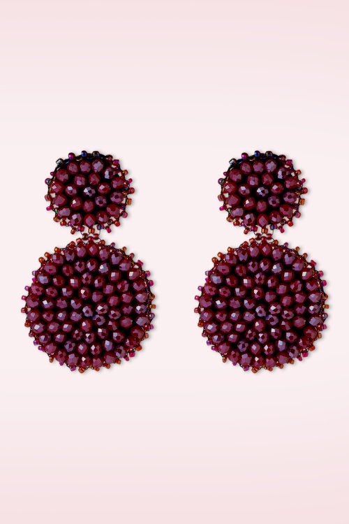 Day&Eve by Go Dutch Label - Sparkle Scoop Earrings in Burgundy 2