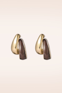 Day&Eve by Go Dutch Label - Double Take Stud Earrings in Gold and Brown 2