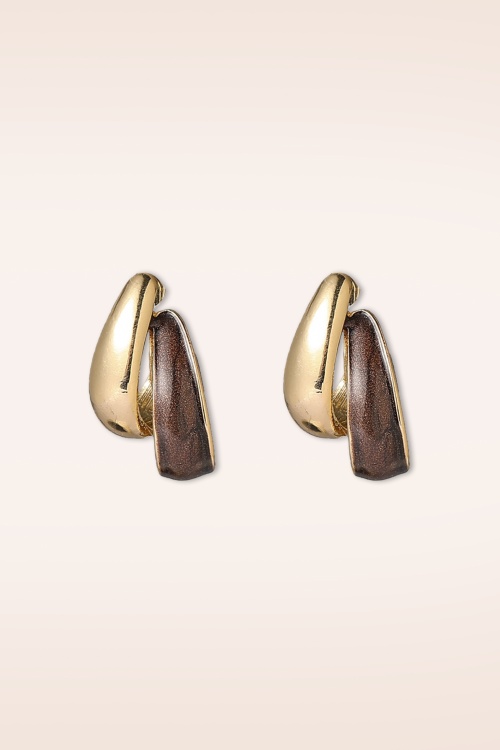 Day&Eve by Go Dutch Label - Double Take Stud Earrings in Gold and Brown 2