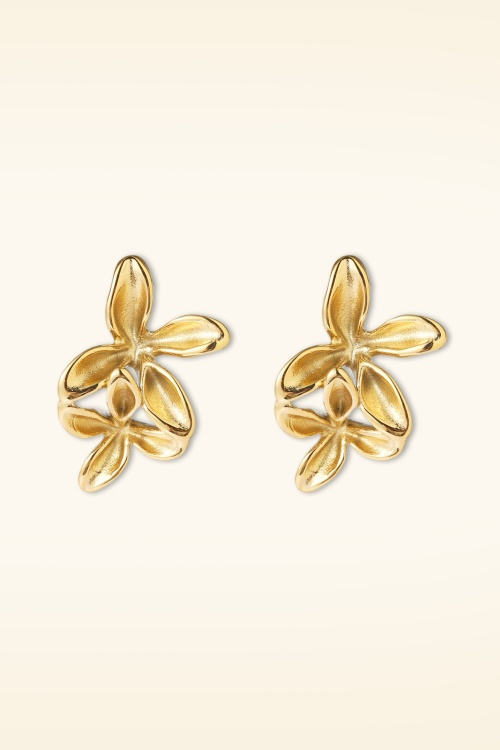 Day&Eve by Go Dutch Label - Double Trouble Flower Earrings in Gold 2