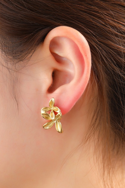 Day&Eve by Go Dutch Label - Double Trouble Flower Earrings in Gold