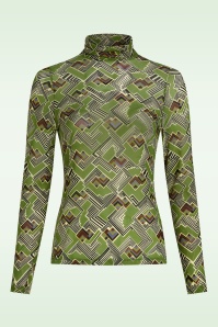 King Louie - Rollneck Leia Mesh Top in Posey Green 2