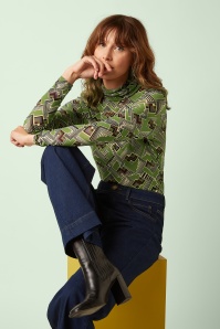 King Louie - Rollneck Leia Mesh Top in Posey Green