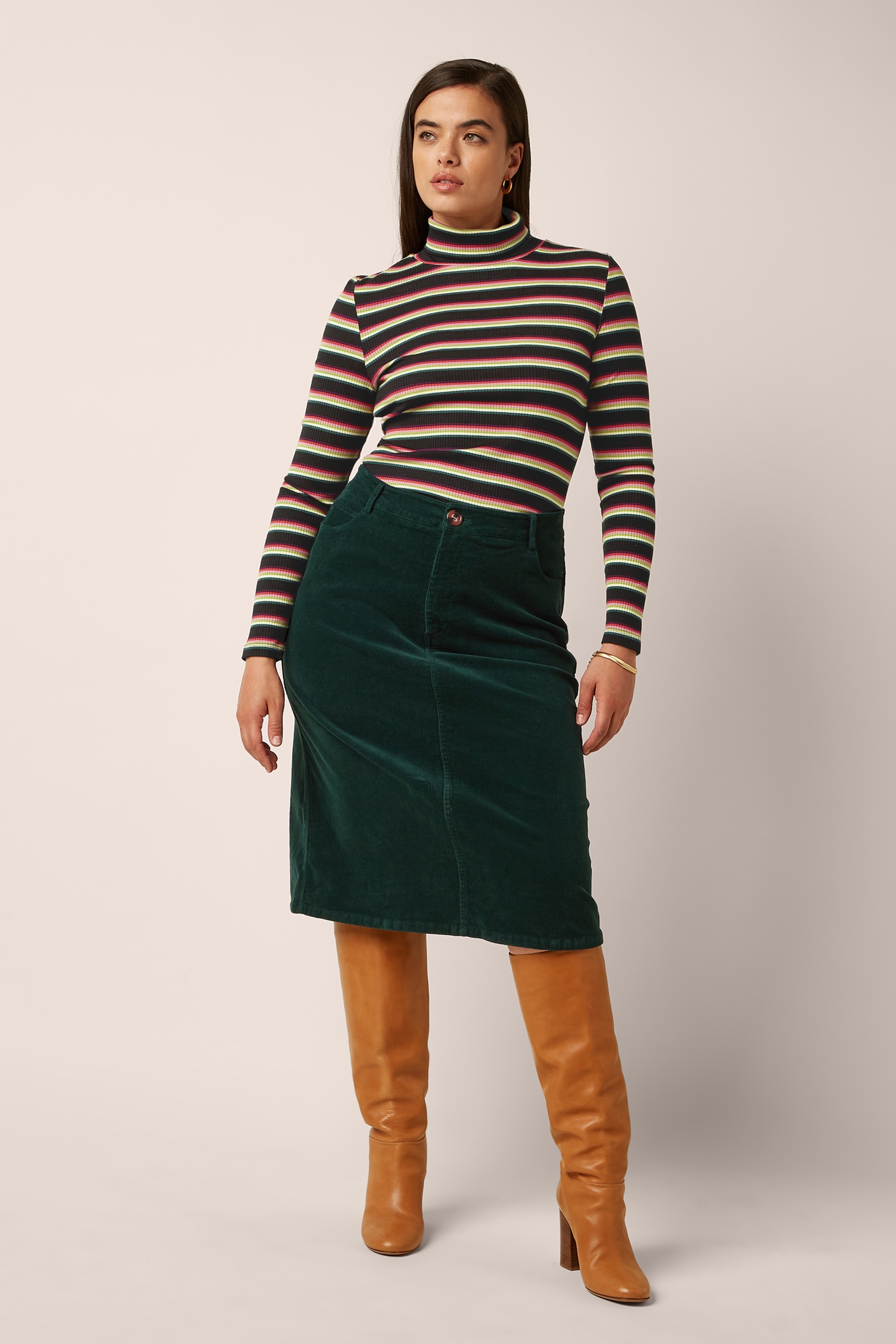 King Louie - Rollneck Lottie Stripe Top in Imperial Purple