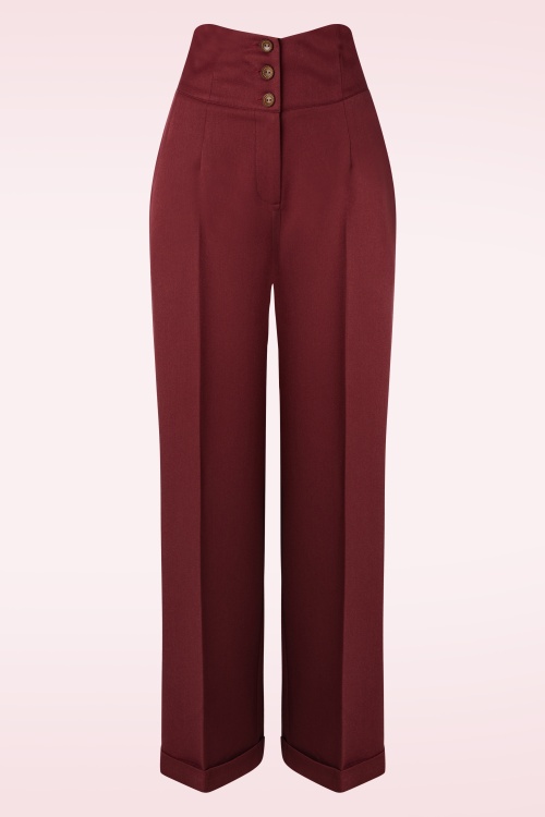 Banned Retro - Her favourite broek in bordeauxrood 2