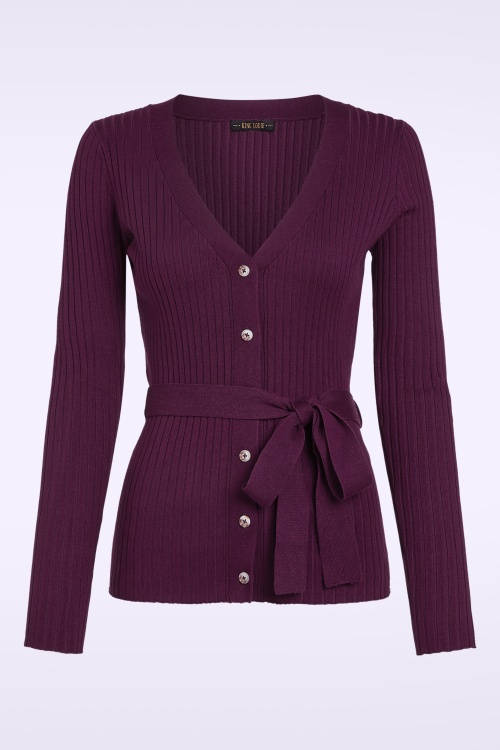 King Louie - Mila Rib Match Knit cardigan in caspia paars 2