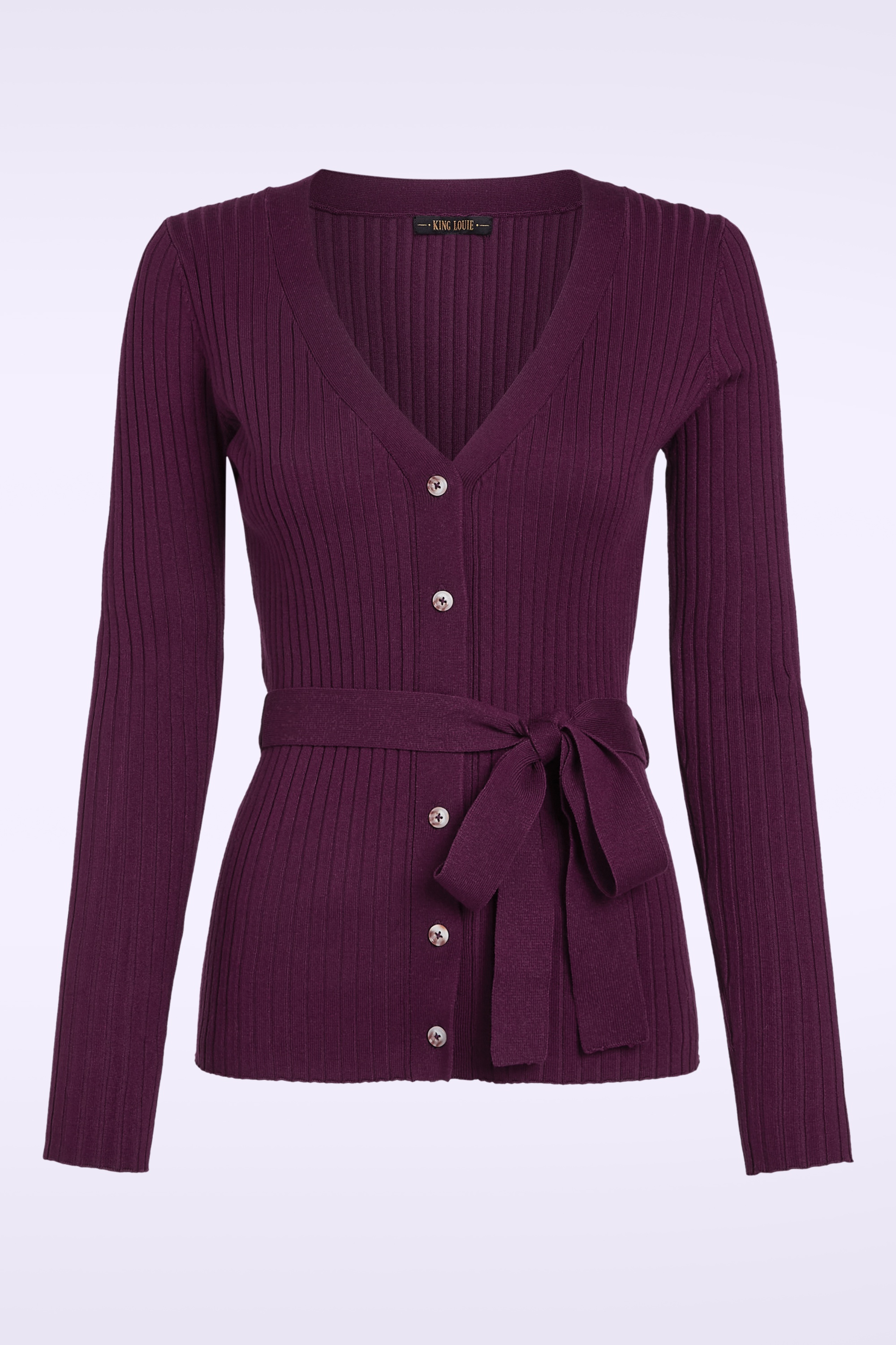 King Louie - Mila Rib Match Knit cardigan in caspia paars 2